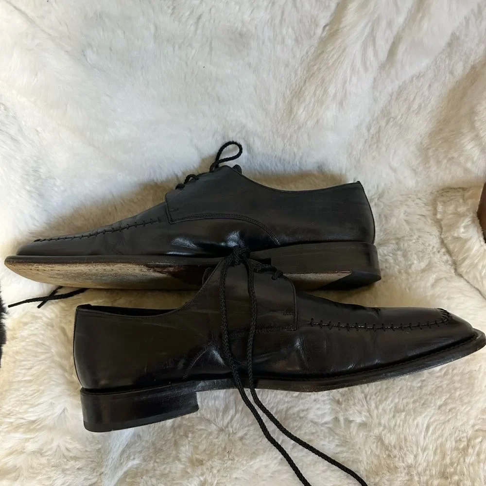 VTG Mezlan Black Lace Up Square Toe Classic Leather Oxford Dress Shoe Size 10M